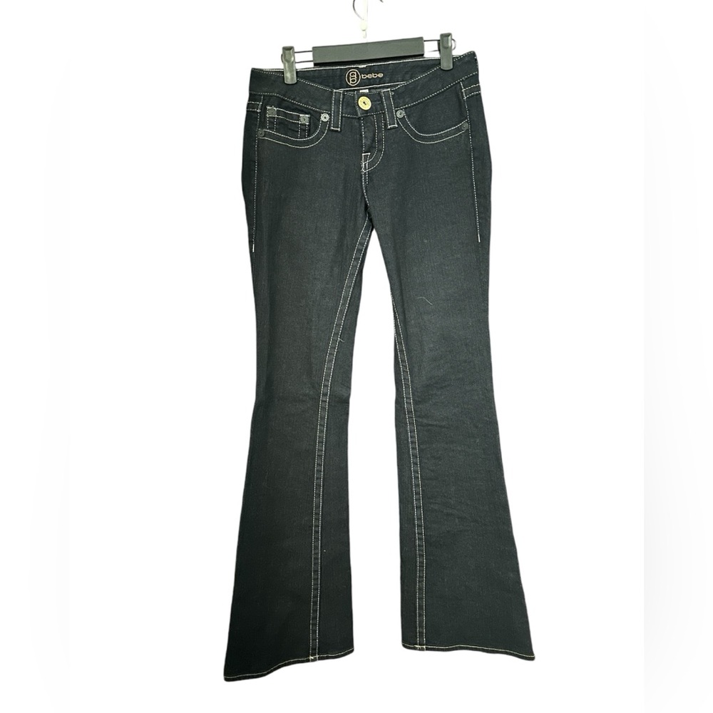 Bebe Y2K Kayla Link Icon Low Rise Studded Pocket Flare Jeans 27